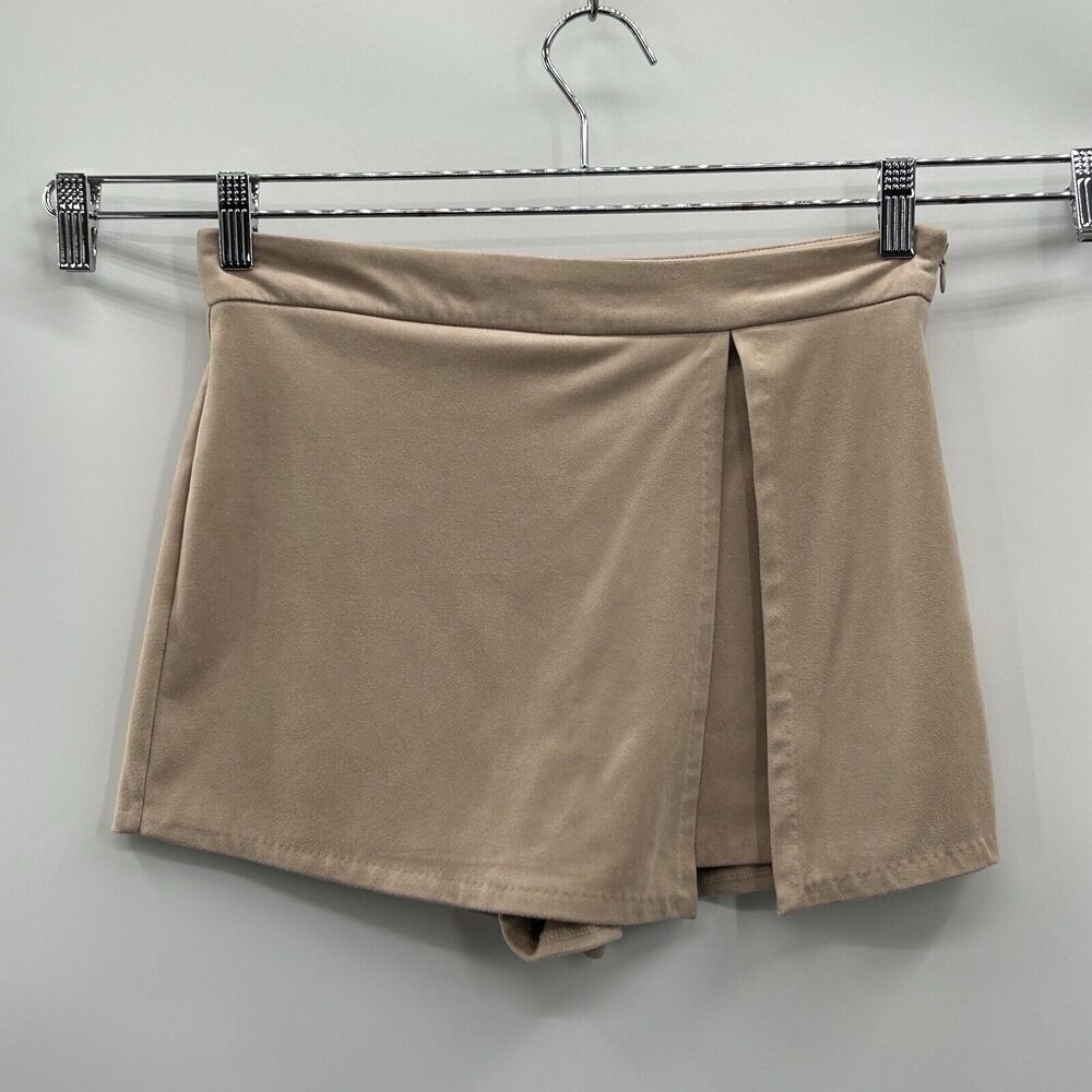 Forever 21 Khaki Faux Suede‎ Skort Women’s M (29) Side Zip Slit Y2K